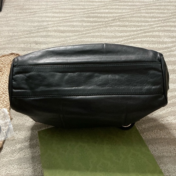 Authentic GUCCI GG Sukey Shoulder HandBag Guccissima Leather Black -PreOwned - Picture 3 of 16